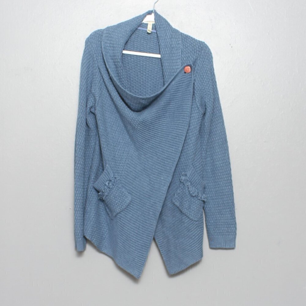 Matilda Jane Blue Wrap Around Cardigan Sweater Poncho Shrug